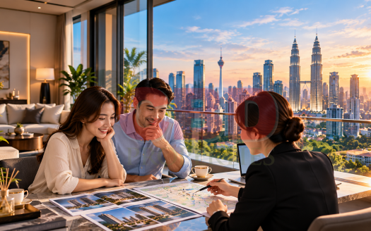Couple reviewing a residential property purchase in Kuala Lumpur for Malaysia MM2H